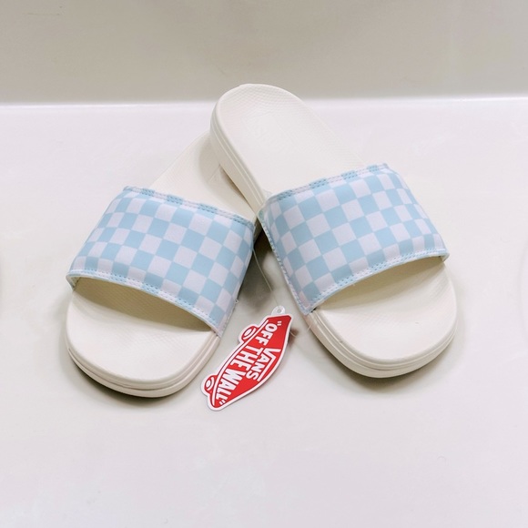 SOLD😃 NIB VANS Women’s Slides Baby Blue & White Checkerboard Slide 8 - Picture 2 of 11
